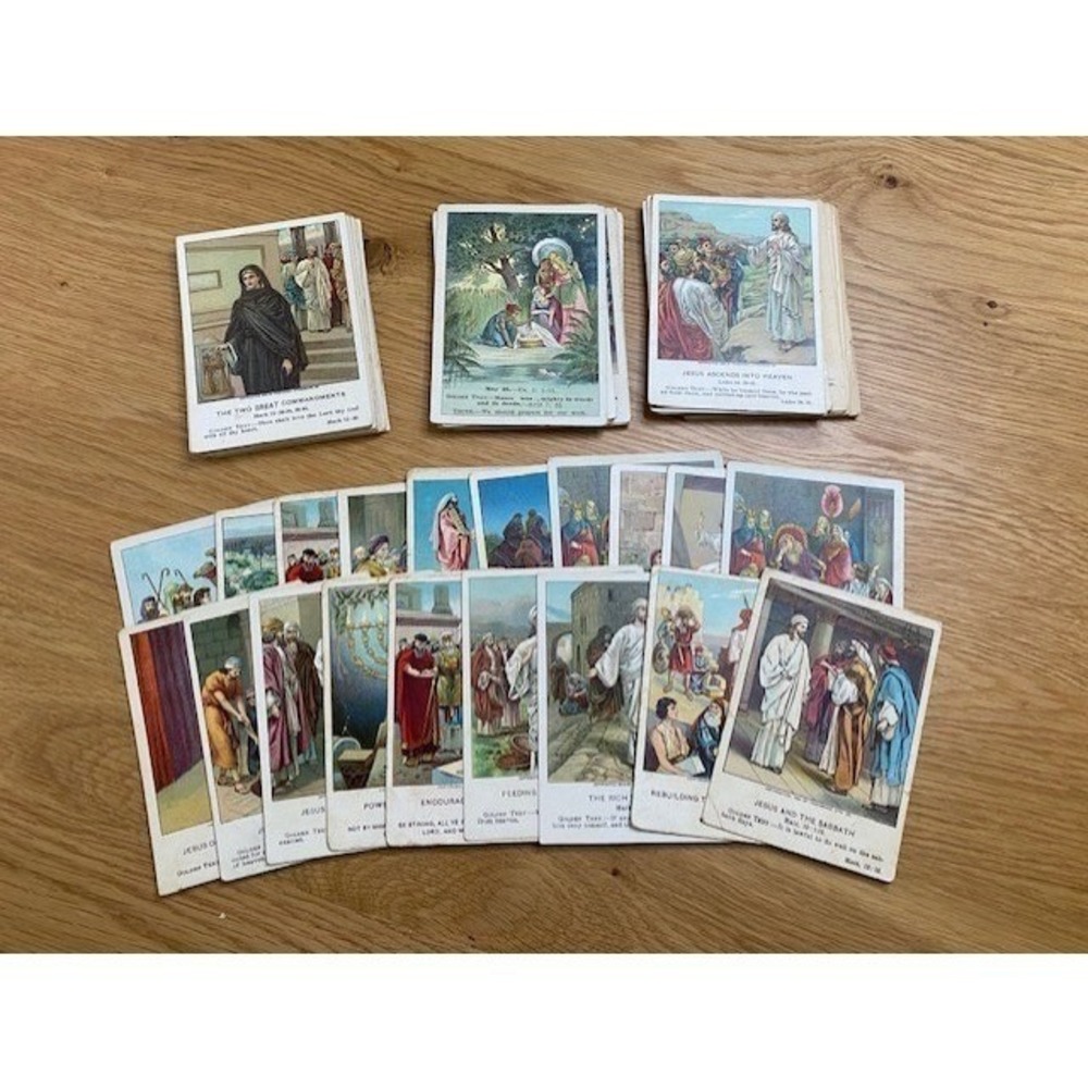 Providence Litho Berea Lesson Bible Cards Lot 78 1899 Sunday School Antique Good